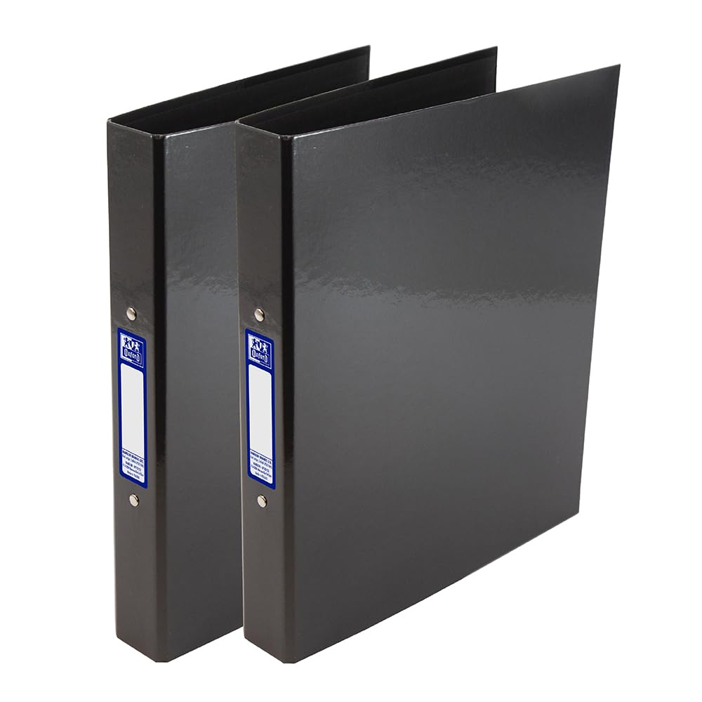 Oxford Premium A4 Ring Binders, Charcoal Black, Laminated Paper on Board, 40mm Folders (Pack of 2)