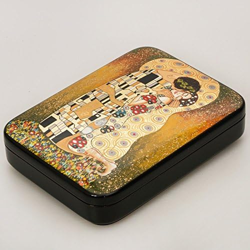 Beautiful Hand-painted Papier-mache Lacquer Box for Jewelry 'The Kiss. G. Klimt. ' Great Gift for Women