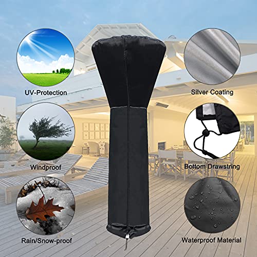Gas Patio Heater Cover with Zipper, Standing Propane Heater Covers for