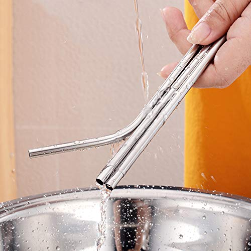 Edelstahl-Strohhalme, Metall Strohhalm Wiederverwendbar mit zwei Reinigungsbürsten, 26cm Trinkhalme Spülmaschinenfest… – Bild 4