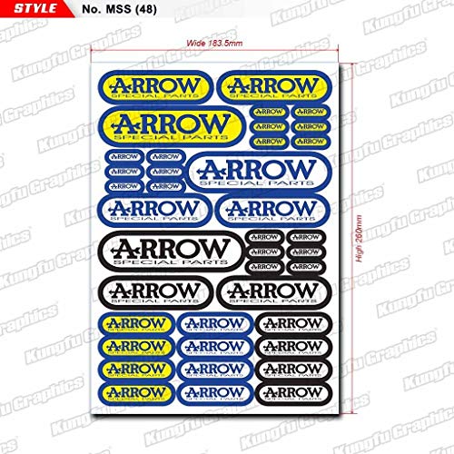 Kungfu Graphics ARROW Exhaust Pipe Sponsor Logo Racing Sticker Sheet Universal (7.2 x 10.2 inch)