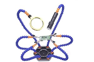 Readytosky Soldering Helping Hands Station with 6 Flexible Third Hand Arms+LED Flashlight Magnifying Glass for Electronics Repair Jewelry Crafting