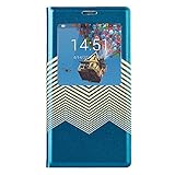 Pioneer Tech Brilliant golden Smart S-View Window Leather Flip Case Cover or Sumsang galaxy Note 3 (Blue gold)