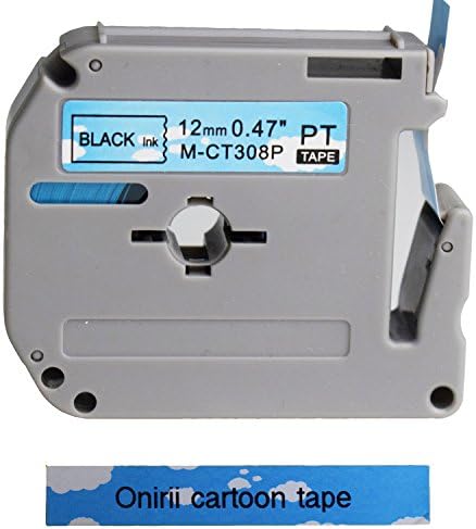 2PK Onirii Compatible Brother P-touch M tape machine Blue sky and white clouds Label Tape (0.47")12mm Wide X26.2ft Length ~1/2-Inch Black ink