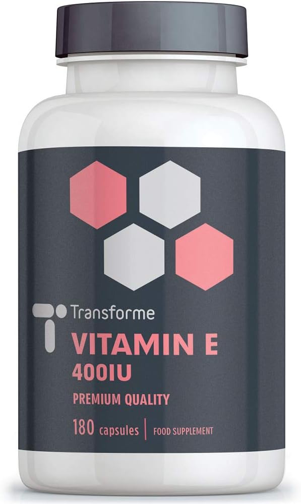 Transforme Vitamin E Capsules 400iu, 180 High Absorption Softgels for Skin Eyes & Immune System, 6 Month Supply, Gluten Free, UK Made
