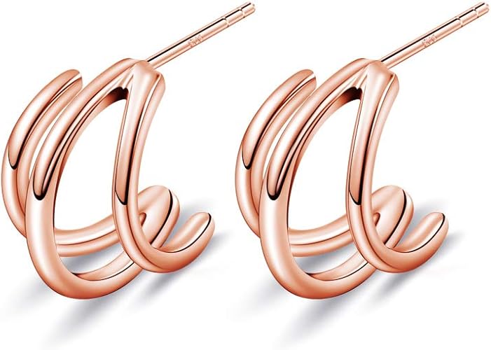 Amazon ピアス レディース 3連 シルバー ピアス シンプル 大人可愛い 金属アレルギー アクセサリー おしゃれ ピアス レディース ジュエリー ピンクゴールド ピアス 通販