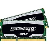 Ballistix Sport SODIMM 16GB Kit 8GBx2 DDR3 1600 MT/s PC3-12800 CL9 at 1.35V 204-Pin Memory BLS2C8G3N169ES4