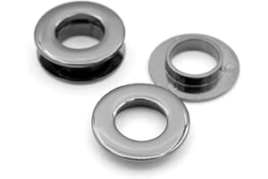 CRAFTMEMORE Metal Push Snap Together Grommet Flat Surface Snap Rings Eyelet O-Rings Purse Loop Easy Installation Pack of 4 (11mm (7/16"), Gunmetal Black)