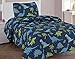 Golden linens Printed Kids Bedspread/Coverlet Sets/Quilt Set (Twin, Blue Dinosaur)
