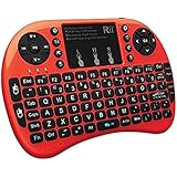 Rii i8+ BT Mini Wireless Bluetooth Backlight Touchpad Keyboard with Mouse for PC/Mac/Android, Red (RTi8BT-6)