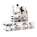 DreamGenius Makeup Organizer 4 Pieces Acrylic Jewelry and Cosmetic Storage Display Boxes with 9 Drawers