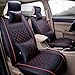 Super PDR Luxury PU Leather Auto Car Seat Covers 5 Seats Full Set Universal Fit Easy to Clean Anti-Slip Four Seasons General Car Seat Cushions (Black&Red M)