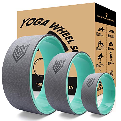 Seven Sparta Yoga Wheel Set 3 Pack Yoga Back Roller for Stretching, Back Pain, Backbends and Bodyweight Exercices,13Inch, 10.5Inch, 6.5Inch（Turquoise）
