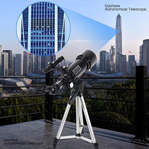 Upchase Astronomisches Teleskop, 400/70mm Refraktor Teleskop Schwarz, Einfach zu Montieren und zu Verwenden, Ideal für Anfänger,Kinder und Erwach für Mond, Planeten und Sternenbeobachtung – Bild 5