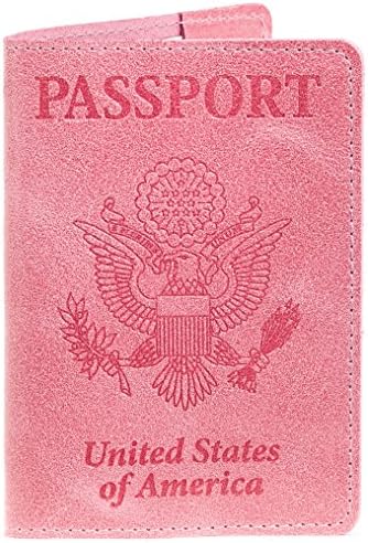 Leather Passport Cover - Passport Holder - Passport Case for Men &amp; Women (Pink)