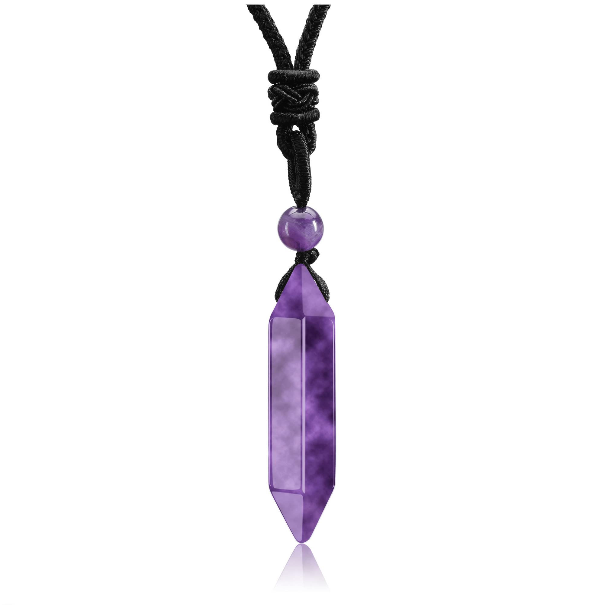 Jovivi Amethyst Crystal Necklace for Men Women,Mens Healing Crystal Gemstone Hexagonal Point Pendant Necklace Jewellery Gifts for Men