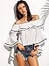 Floerns Women's Off The Shoulder Bell Sleeve Ruffle Loose Blouse Crop Top White M
