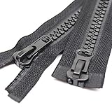 Meillia 28 Inch #10 Two Way Separating Jacket Zipper Heavy Duty Plastic Zipper Black Large Resin Zippers for Sewing Coat Jackets Clothes Parka (28")