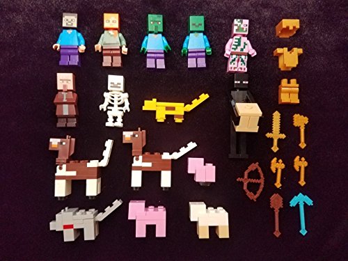 15 Unassembled Custom Lego Compatible Steve Alex Minifigures And Golden Armor Horse Ocelot Villiger Lot Without Boxes Plus 5 Lego Minecraft Building Blocks On Galleon Philippines