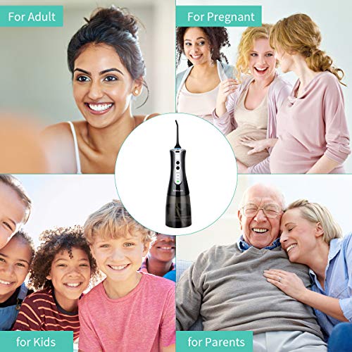 Water Flossers Pick Teeth Cleaner,TOPOINT 320ML Cordless Water Flosser Pik Portable for Braces Dental Oral Irrigator with 4 Jet Tips, 3 Modes