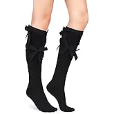 Benefeet Sox Lace Knee High Socks with Bow Women Girls White Black Ruffle Frilly Cotton Knee High Stockings Tube Socks