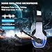 BENGOO V-4 [Updated] Gaming Headset for Xbox One, PS4, PC, Controller, Noise Cancelling Over Ear Headphones with Mic, LED Light Bass Surround Soft Memory Earmuffs for Mac Nintendo Switch (Blue)thumb 3
