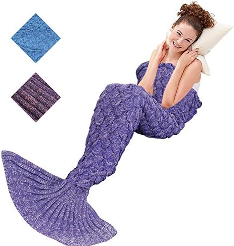 Atfung Mermaid Tail Blanket Crochet and Mermaid Blanket for adult, Super Soft All Seasons Sleeping Blankets 71 x 35.5 Inch