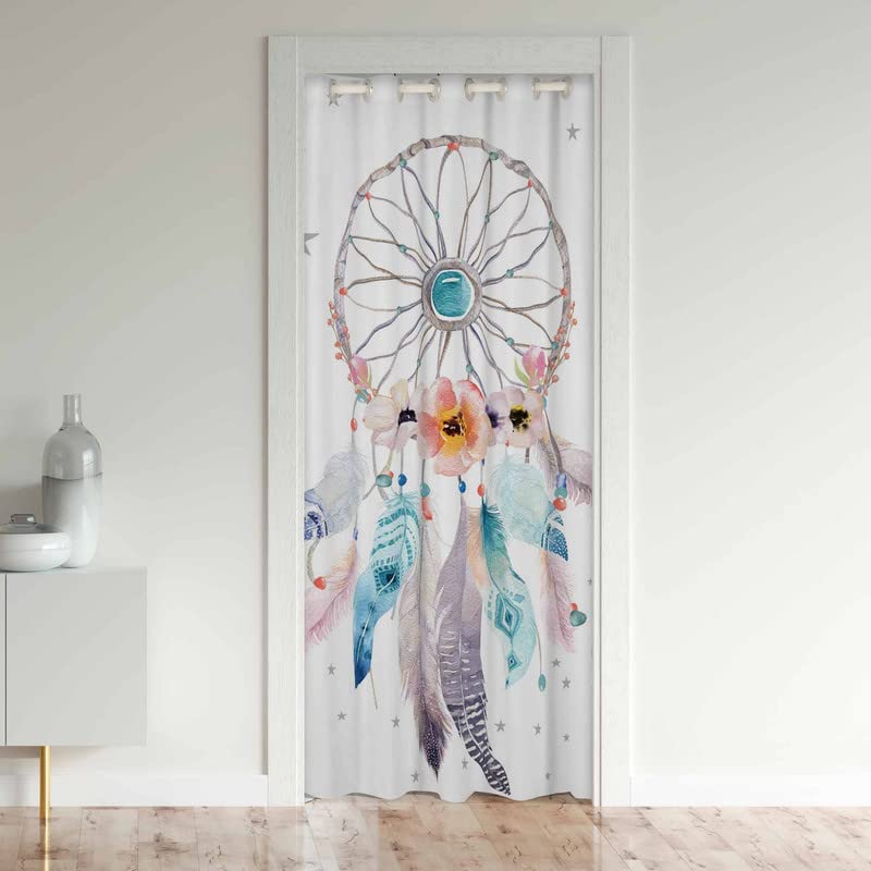 Loussiesd Dreamcatcher Door Curtain for Doorway Privacy Boho Dream Catcher Curtains Room Divider Curtain Cover Insulated Closet Curtain for Bedroom Closet Door 1 Panel 132x203cm — image 1