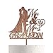 Personalized Wedding Cake Topper With Customized Bride and Groom Last Name or Marriage Date for Mr Mrs (Walnut)