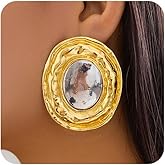 Chunky Gold Silver Two Tone Statement Earrings for Women Exaggerated Large Round Oval Drop Dangle Earring Trendy Vintage Geometric Oversized Jewelry