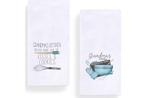 Grandma's Gift Kitchen Dish Towels, 18 x 28 Inch Mother's Day Anniversary Grandmother Tea Towels for Cooking Baking Set of 2