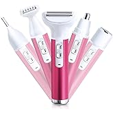 Electric Razor for Women Removal for Body Nose Hair Trimmer Face Shavers Eyebrow Legs Armpit Bikini Area Pubic Underarms Painless Rechargeable Portable 5 in 1 Womens Razors Set