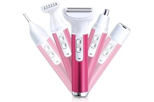 ANFOOS Electric Razor for Women Removal for Body Nose Hair Trimmer Face Shavers Eyebrow Legs Armpit Bikini Area Pubic Underarms Painless Rechargeable Portable 5 in 1 Womens Razors Set