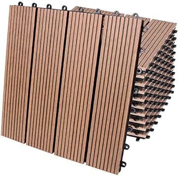 Deuba Set de 11 baldosas losas de WPC Terracota para jardín terraza