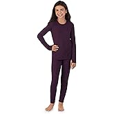 Cuddl Duds Girls Heavyweight Cold Weather Fleece Lined Thermal Set – Long Sleeve Shirt & Leggings – Long Johns for Kids