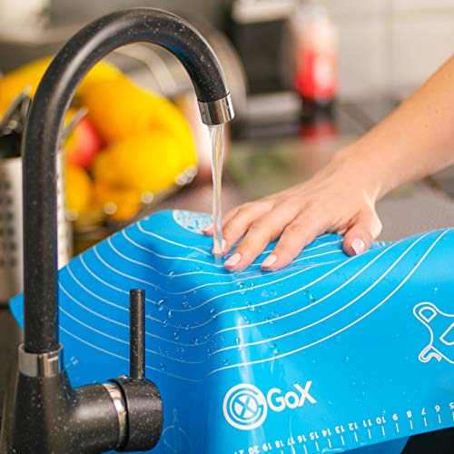 Silicone Baking Mat with Measurements, Dough Rolling, Cooking mat, Heat Resistance, Bread Kneading Board, Reusable, Non stick Pastry mat, Baking Pastry Mat, BPAFree, Blue