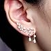 EVERU CZ Vine Jewelry Sweep Wrap Crystal Rose Gold Plated Leaf Ear Cuffs Set Stud Earrings for Women