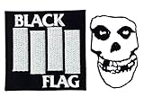 Set_ROCK009 - Black Flag Patch and The Misfits Patch, 2 Pcs Heavy Metal Patches, Applique Embroidered Patches - Rock Band Iron on Patches