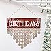 JHYQ-US [Mom Birthday Gifts] Family Birthday Calendar Wooden Crafts Wall Hanging Plaque Board for Family Friends Birthday Reminder with 50 Pieces Wooden DIY Discs Hanging One by One
