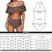 Memory baby Women Two Piece Off Shoulder Ruffled Flounce Crop Bikini Top with Print Cut Out Bottoms (M, Cappuccino Gray)