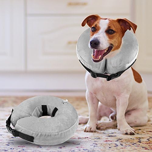 Airsspu Protective Inflatable Dog Collar - Soft Pet Recovery E-Collar Cone for Small Medium Large Dogs, Designed to Prevent Pets From Touching Stitches - Medium