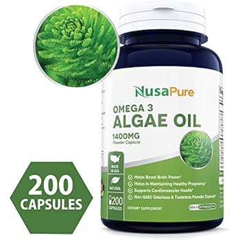Amazon.com: Omega 3 - Algae Oil 1400mg 200 Powder Capsules ...