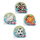 Mini Sports Pinball Games 2 Inches - Pack Of 8 Assorted Colored Sports Balls Pictures - Mini Pinball Bagatelle Game - For Kids Great Party Favors, Bag Stuffers, Fun, Toy, Gift, Prize - By Kidsco