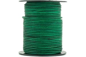 Xsotica-Dye Round Leather Cords -2.0 mm Leather Cord (Sea Green Natural, 25 Meter(27 Yard))