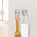 Fotosnow Locking Curve Adhesive Coat Hooks: Anti-Slip 15LB Towel Hooks Stick on-Bathroom Kitchen Silver 4 Packs