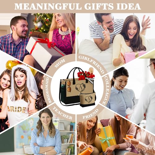 YOOLIFE CHRISTMAS GIFTS FOR MOM GRANDMA – PERSONALIZED BIRTHDAY GIFT FOR MOM GRANDMA, MOM GIFTS FROM DAUGHTER, MOTHER IN LAW GIFTS, MAMA GIFT IDEA, INITIAL TOTE BAG H