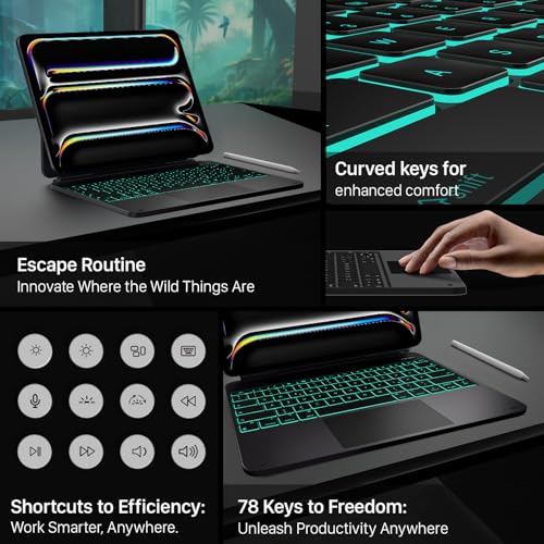 typecase Edge Keyboard Case for iPad Pro 13-inch (M5 2025/M4 2024) – Magic with Multi-Touch Trackpad, 11 Colors Backlight, Pencil Holder, Slim & Lightweight - Black | Front & Back Protection, Precision Trackpad, Pencil Holder, 11-Color Backlit Keys for Office & Business