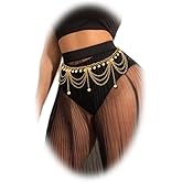 Boho Gold Belly Chain Multilaye Chain Belt Tassel Coin Pendant Waist Jewerlyfor Women Dress Bikini Body Chain (Gold)