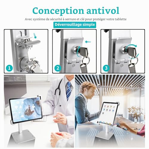 woleyi Anti-Theft Aluminum Tablet Holder for Commercial, Shops, Sales Surfaces, Exhibitions for iPad Pro Air Mini, Galaxy Tabs, Surface, More Tablets 7-11 Inches