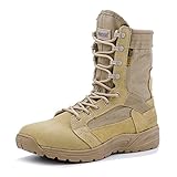 IODSON Men's Ultralight Combat Boots, Breathable Military Boots, Special Force Training Shoes, Shock-Absorbing Tactical Boots (10D(M) US, Beige)